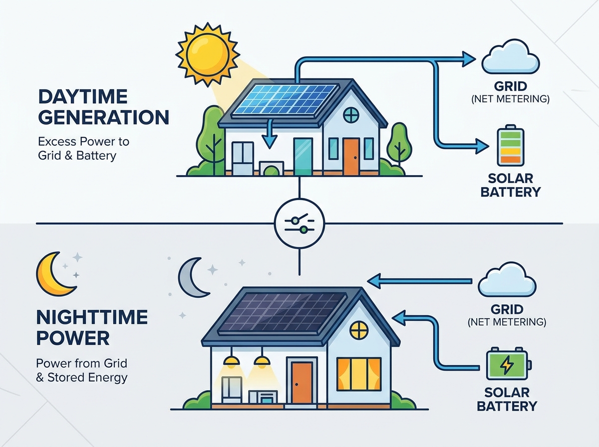 Solar panels installed on a residential roof